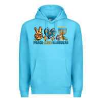 Ocean Blue Peace Love Hannukah Premium Hoodie - BundleAndBundleShop