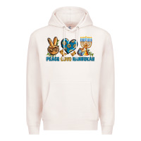 Pale Pink Peace Love Hannukah Premium Hoodie - BundleAndBundleShop