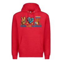Red Peace Love Hannukah Premium Hoodie - BundleAndBundleShop