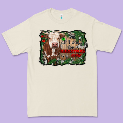 All I Want For Christmas Is A Cow Cowhide Premium Tee Designed By Ranaportraitstore