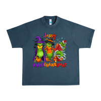 Midnight Navy Happy Hallothanksmas Urban Heavy Tee - NancyCooperArtShop