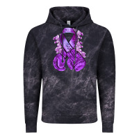 Cloud Black purple ribbon with boxing gloves Vintage Hoodie - NancyCooperArtShop