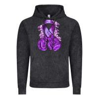 Vintage Black purple ribbon with boxing gloves Vintage Hoodie - NancyCooperArtShop
