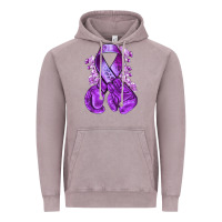 Purple Ribbon With Boxing Gloves Vintage Hoodie | Teevron