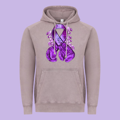 Purple Ribbon With Boxing Gloves Vintage Hoodie Designed By Nancycooperartshop