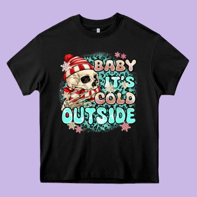 Baby Its Cold Outside Skeleton Heavy Core Tee Designed By Maliassmallbusiness