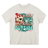 Cream baby its cold outside skeleton Heavy Core Tee - MaliasSmallBusiness
