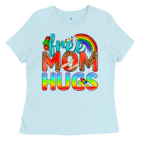 Baby Blue Pride LGBTQ Free Mom Hugs Ladies Tee - BundleAndBundleShop