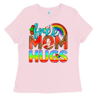 Bubblegum Pink Pride LGBTQ Free Mom Hugs Ladies Tee - BundleAndBundleShop