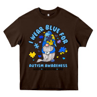 Chocolate Brown i wear blue for autism awareness Heavy Core Tee - JahusDesignShop