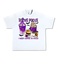 White Hocus Pocus I Need Coffee to Focus Urban Heavy Tee - texasbilliewilder