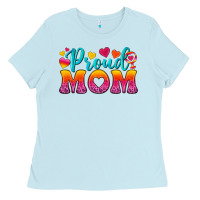 Baby Blue Proud Mom Lesbian Ladies Tee - BundleAndBundleShop