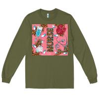 Army Green pink glitter nurse Long Sleeve Tee - TumblerDesignByShophia