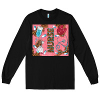 Black pink glitter nurse Long Sleeve Tee - TumblerDesignByShophia