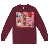 Burgundy pink glitter nurse Long Sleeve Tee - TumblerDesignByShophia