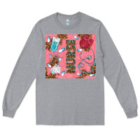 Heather Grey pink glitter nurse Long Sleeve Tee - TumblerDesignByShophia