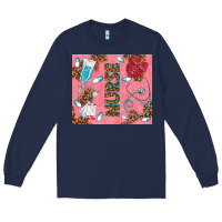 Navy pink glitter nurse Long Sleeve Tee - TumblerDesignByShophia