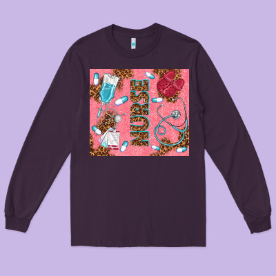 Pink Glitter Nurse Long Sleeve Tee Designed By Tumblerdesignbyshophia