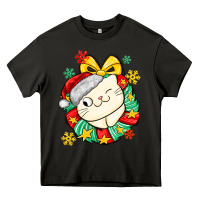 Asphalt Christmas wreaths cat Heavy Core Tee - MaliasSmallBusiness
