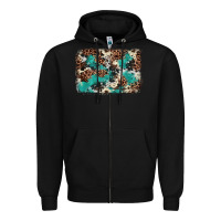 Black Cowhide Turquoise Glitter Zipper Hoodie - FaDigitalArtStudio