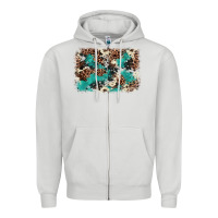 Dove Grey Cowhide Turquoise Glitter Zipper Hoodie - FaDigitalArtStudio