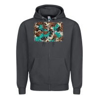 Smoke Cowhide Turquoise Glitter Zipper Hoodie - FaDigitalArtStudio