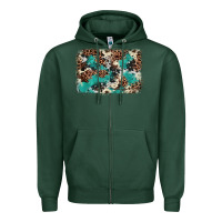 Sports Green Cowhide Turquoise Glitter Zipper Hoodie - FaDigitalArtStudio