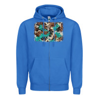True Royal Cowhide Turquoise Glitter Zipper Hoodie - FaDigitalArtStudio
