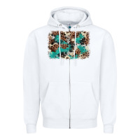 White Cowhide Turquoise Glitter Zipper Hoodie - FaDigitalArtStudio