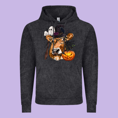 Boo Heifer Cow Halloween Vintage Hoodie Designed By Texasbilliewilder