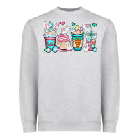 Heather Grey Easter bunnies coffee cups Heavyweight Sweatshirt - OliviaCreatesArt