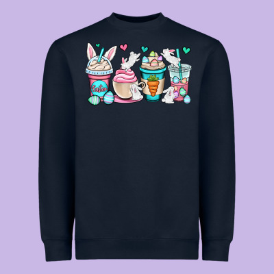 Easter Bunnies Coffee Cups Heavyweight Sweatshirt Designed By Oliviacreatesart
