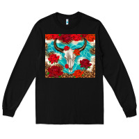 Black bull skull rose Long Sleeve Tee - TumblerDesignByShophia