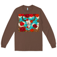 Chestnut bull skull rose Long Sleeve Tee - TumblerDesignByShophia