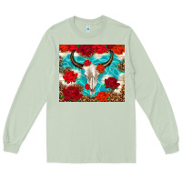Matcha bull skull rose Long Sleeve Tee - TumblerDesignByShophia