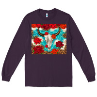 Plum bull skull rose Long Sleeve Tee - TumblerDesignByShophia