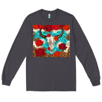 Smoke bull skull rose Long Sleeve Tee - TumblerDesignByShophia
