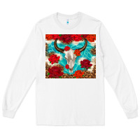 White bull skull rose Long Sleeve Tee - TumblerDesignByShophia