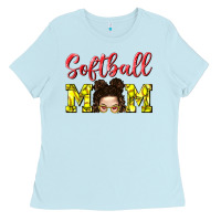 Baby Blue Softball Mom Ladies Tee - BundleAndBundleShop