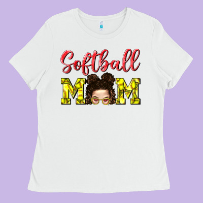 Softball Mom Ladies Tee Designed By Bundleandbundleshop