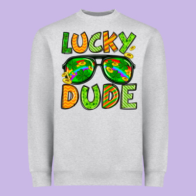 St. Patrick's Lucky Dude Heavyweight Sweatshirt Designed By Oliviacreatesart