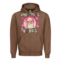 Chestnut Pink Christmas Vibes Santa Zipper Hoodie - FaDigitalArtStudio