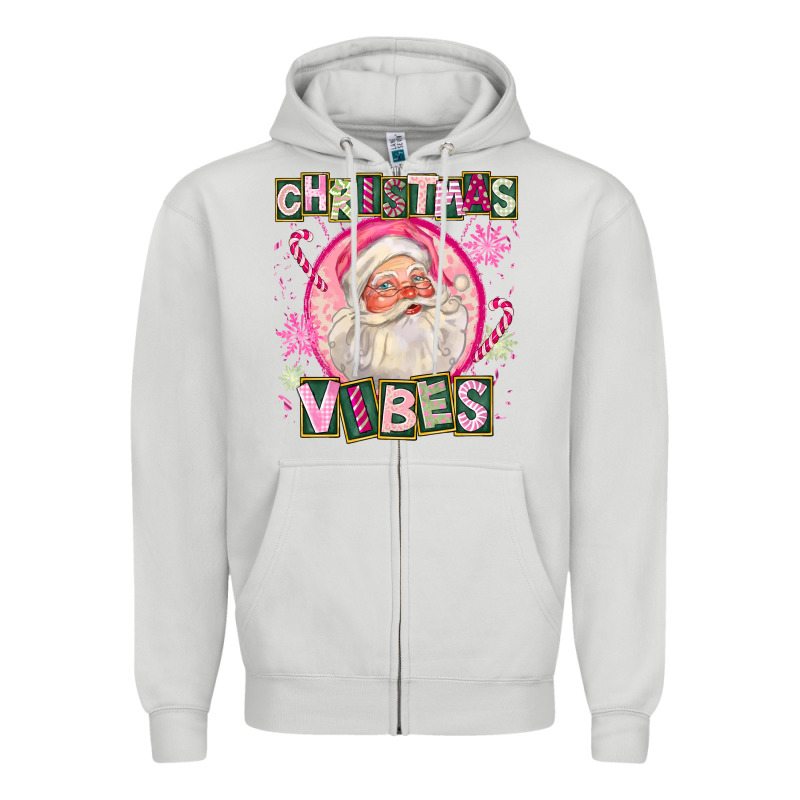 Pink Christmas Vibes Santa Zipper Hoodie by FaDigitalArtStudio | Teevron