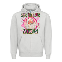 Dove Grey Pink Christmas Vibes Santa Zipper Hoodie - FaDigitalArtStudio