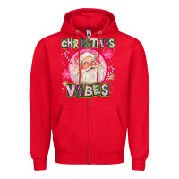 Red Pink Christmas Vibes Santa Zipper Hoodie - FaDigitalArtStudio