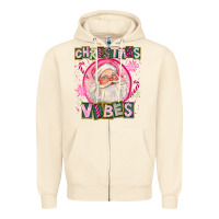 Sandshell Pink Christmas Vibes Santa Zipper Hoodie - FaDigitalArtStudio