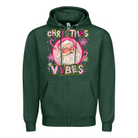 Sports Green Pink Christmas Vibes Santa Zipper Hoodie - FaDigitalArtStudio