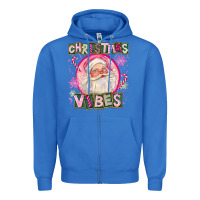 True Royal Pink Christmas Vibes Santa Zipper Hoodie - FaDigitalArtStudio