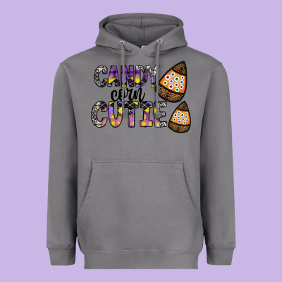 Candy Corn Cutie Heavyweight Hoodie Designed By Cowhidedigitalart