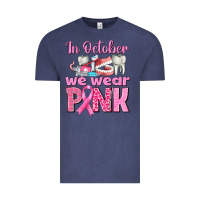 Vintage Denim in october we wear pink breast cancer awareness Vintage Tee - texasbilliewilder